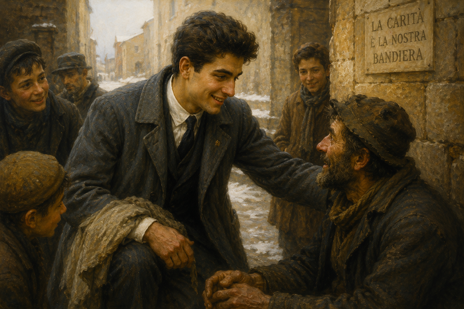 San Pier Giorgio Frassati cuidando de un necesitado